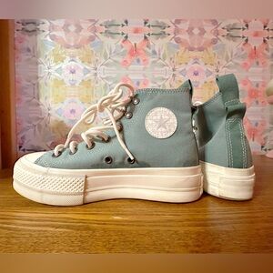 Converse High-Top Sneakers in Sage Green and White